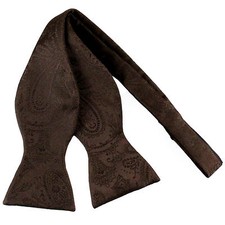 New men's self tie free style bowtie paisley polyester formal wedding prom Brown