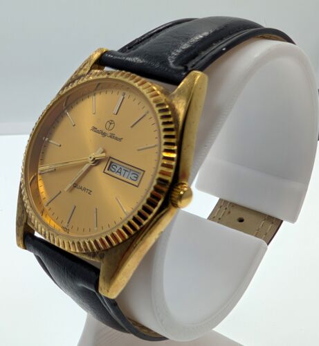 Mathey-Tissot MT-MGBRC-4125 Dress Watch Gold Tone Quartz Day Date AS IS