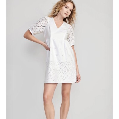 old navy white mini dress Pleated Mini Swing Dress