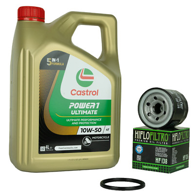 Ölwechsel Castrol Power 1 10W50 Racing + Ölfilter HF138 für Kawasaki Ultimate Öl