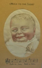 1888 MELLIN'S FOOD victorian trade card HOLD TO LIGHT HTL Baby Invalids Creepy