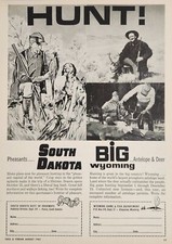 1961 Print Ad Hunting Pheasants in South Dakota,Antelope & Deer in Wyoming
