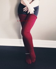 Long Loose Thigh High Slouch Socks Red Black White Grey Plus XL Women Men Cable