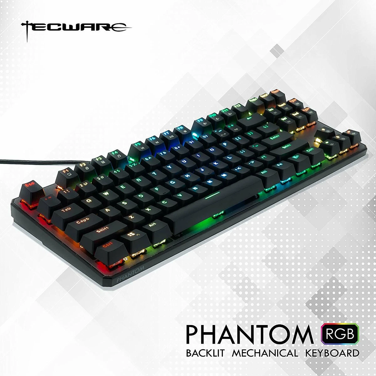 Tecware Phantom 87 Key Mechanical Keyboard, RGB led, Outemu Blue Switch |  eBay