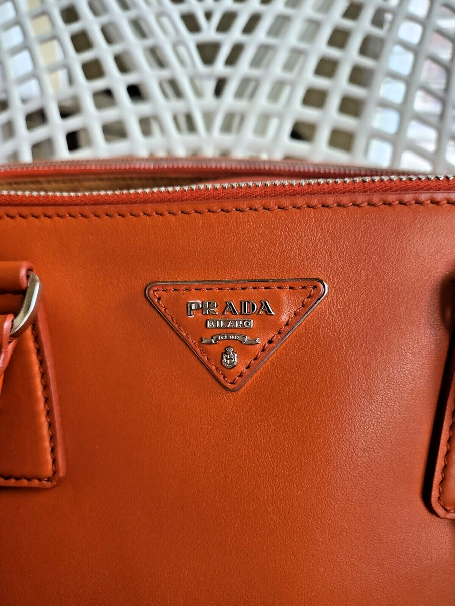 PRADA Galleria Orange Leather Tote Bag | eBay