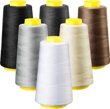 BBTO 6 Rolls 3000 Yard Each Serger Thread Cones Spool Thread for Sewing Sewing M