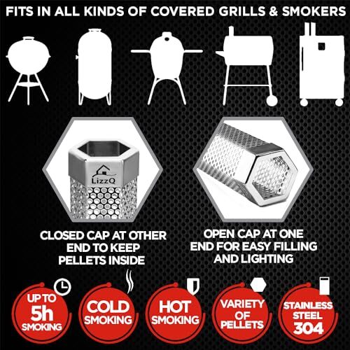 Premium Pellet Smoker Tube 12 Inches 5 Hours Of Billowing Smoke Hot Or Cold Smok - Picture 4 of 10