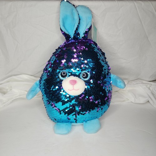 Celebrate Easter Plush Sequin Bunny Rabbit Purple & Blue Large Eyes 13 ...