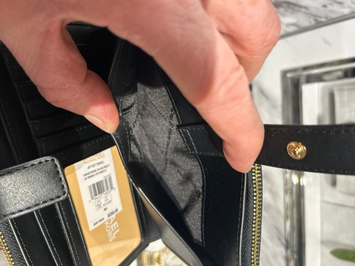 Michael Kors Women Double Zip Wristlet Credit Card Phone Holder id Wallet Black - Picture 8 of 8