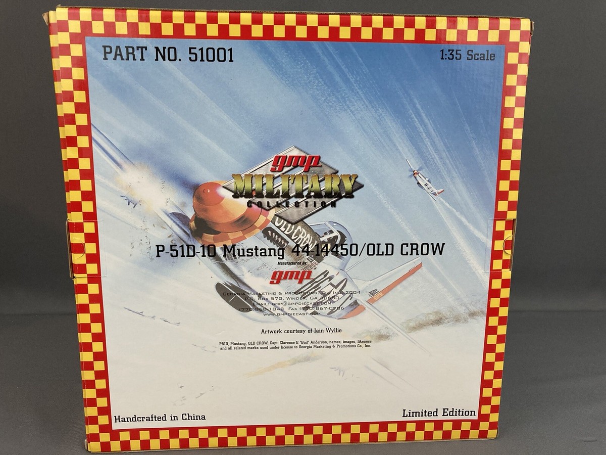 RARE GMP P-51D-10 Mustang Old Crow 1/35 Diecast Plane w/Book S/N