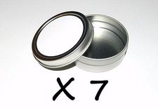 7 X 2-oz Round Metal Blank White Label Slip-Lid Tin Can Container - Use 4 Crafts