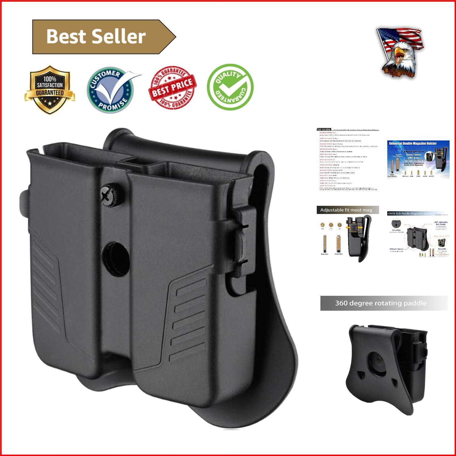 Universal Double Magazine Holster - Durable Polymer Mag Holder for 9mm/.40/.45-image