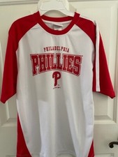 PHILADELPHIA PHILLIES MLB Shirt - Red White - Youth 18 - NEW FREE SHIP