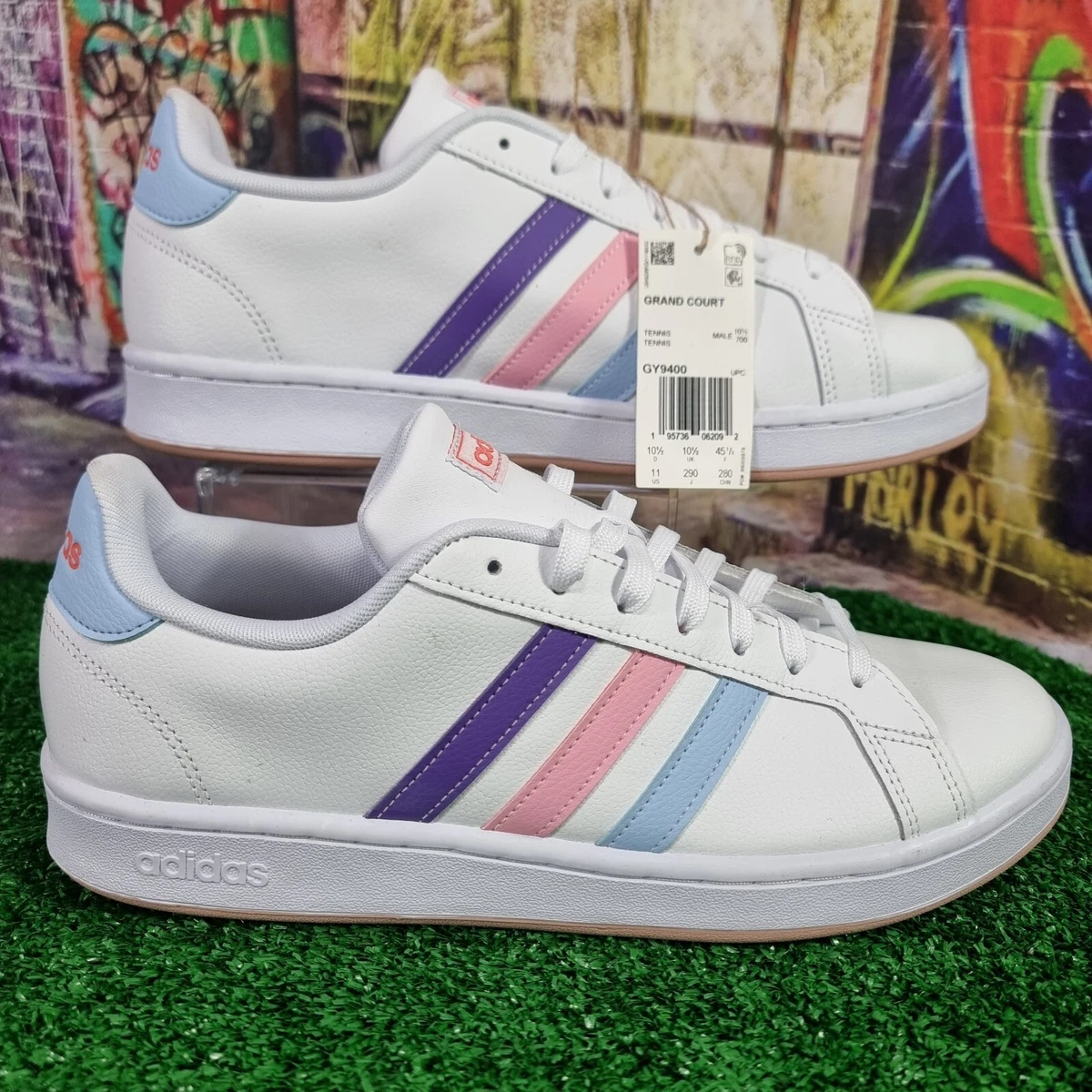 Adidas Grand Court White Multi Rainbow Size 11 Casual Lifestyle Shoes  GY9400 W30