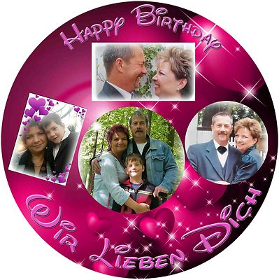 Cake topper collage/up to 4 images with text and image of choice (24)