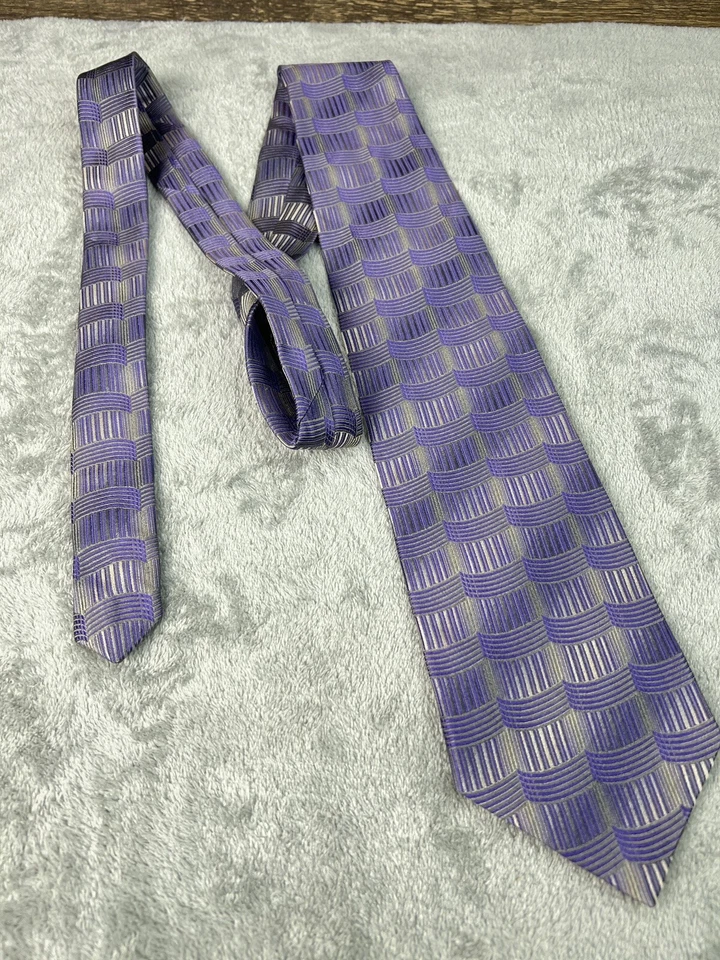 Corbata Piattelli Platino 100% Seda Hecha en EE. UU. Púrpura Texturizada Clásica Ancho 1 Foto 4 de 4