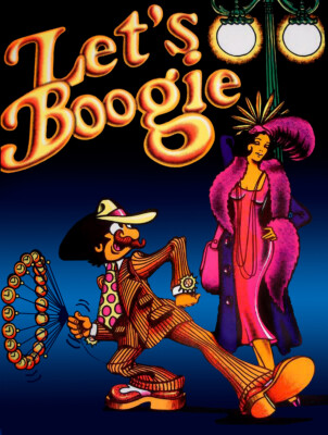 Vintage 'Lets Boogie' cartoon art poster reproduction metal sign