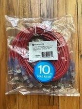 SlimRun Cat6A Ethernet Patch Cable RJ45 Stranded UTP 30AWG 5ft Red 10pk New