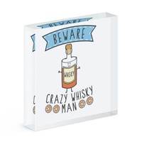 Beware VerrüCkte Whiskey Mann Acryl Foto Block Rahmen Lustig Vatertag