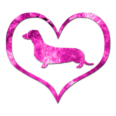 Love Dachshund Heart - Vinyl Decal Sticker - Multiple Patterns & Sizes - ebn1447
