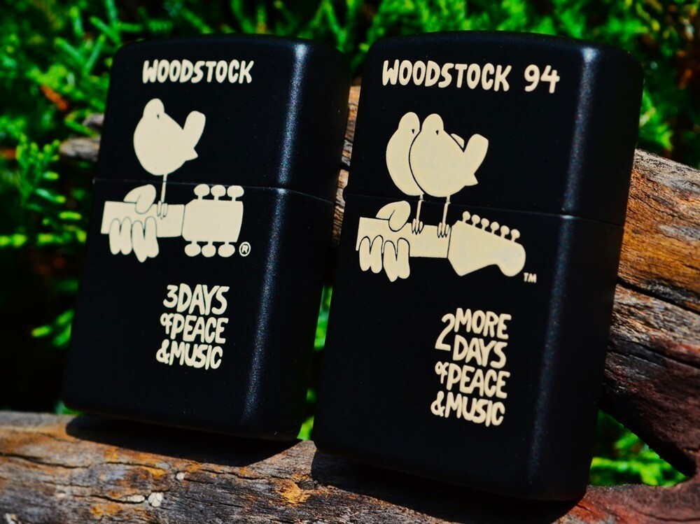Woodstock Then & Now Zippo Lighter Set - Dove & Guitar Logo - Rare 
