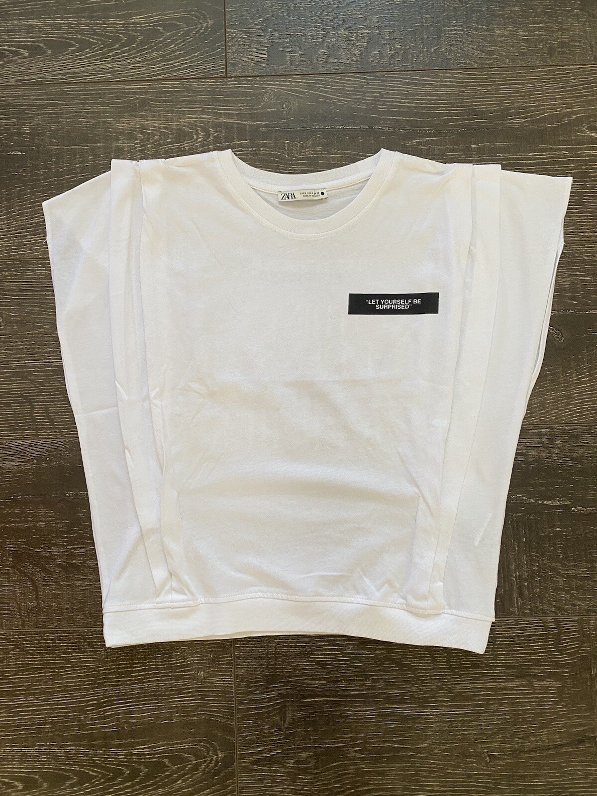 Zara Women’s White SS Basic Cropped Top T-Shirt Sz S