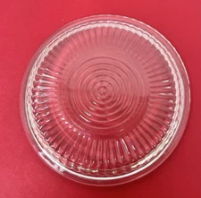 Antique Glass Refrigerator Storage Box Dish Round Lid Ribbed 5 3/8 Inch