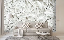 3D Leaf Carving ZHUA47112 Wallpaper Wall Murals Removable Self-adhesive Ann