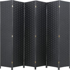 Room Divider Wood Screen 6 Panel Folding Portable Partition Screen Wood Mesh