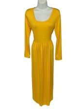 Yellow Long Sleeve Stretch Maxi Dress with Pockets Size M NWOT