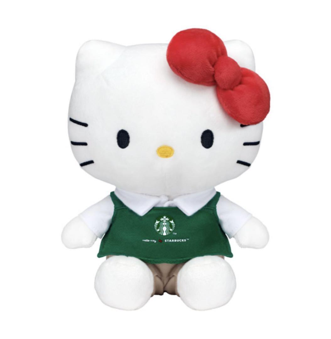 週末セール【STARBUCKS Hello Kitty】キティ　ぬいぐるみ Starbucks x Hello Kitty 2024 Plush Doll Green Barista Apron