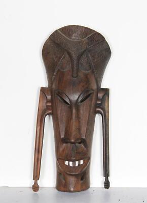 African or Oceanic Objects, Mask with Teeth (30), Hand-Carved Wooden Mask