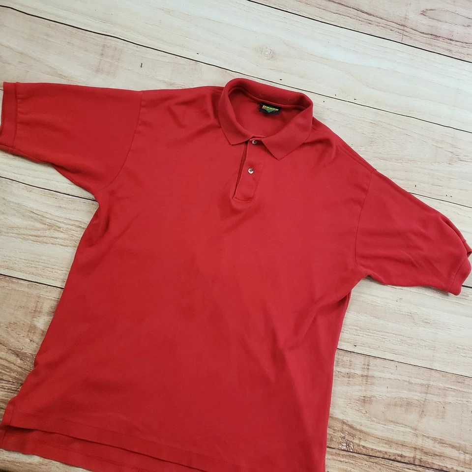 VINTAGE Camisa Polo Cubierta Superior Para Hombres Grande Roja Exterior Tarjetas de Béisbol Adulto Años 90 * Foto 2 de 4