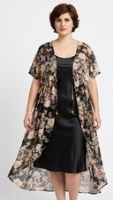 Liberty Love Sheer Floral Kimono Duster Plus Size 3X Tie Front Boho Cover Up