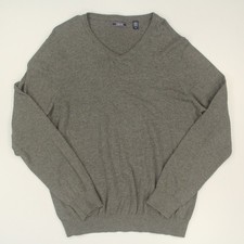 Izod Wool Blend V-Neck Pullover Sweater Men's Size Large Gray Golf Long Sleeves