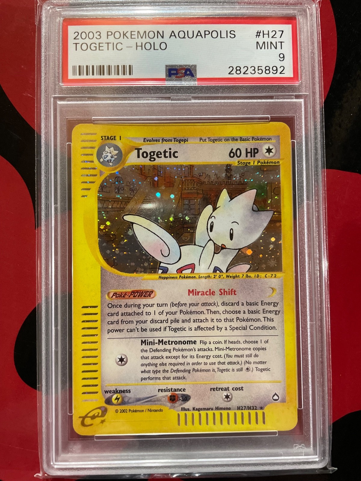 2003 Pokemon - Togetic Holo Rare E Reader Aquapolis H27/H32 - PSA 9 Mint! WOTC