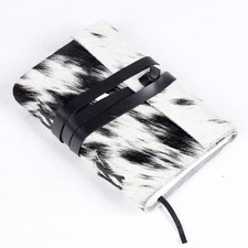 Vintage Cowhide Leather Journal Handmade - Black Patches