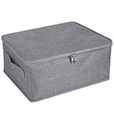 Storage Bins with Zipper Lids 13 Qt Lidded Fabric Small Pack of 1 Gray