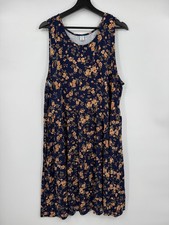 Old Navy Womens Swing Dress Navy Blue Orange Floral Round Neck Sleeveless 2XL