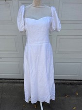 Women's Reformation Belgium Linen Midi Dress White size 12 NWT