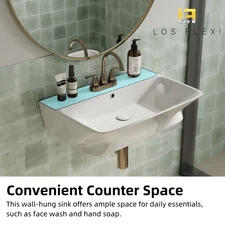 24"x17" Wall Mount Bathroom Sink with Overflow and 3 Faucet Holes 4" Centers