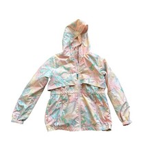 Champion C9 Girls Pastel Marble Windbreaker Jacket Pink Mint Size L 10-12 R1731