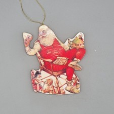 Vintage Wooden Double-Sided Die-Cut Santa Claus Christmas Ornament