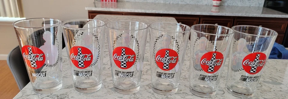 NASCAR Coke Coca Cola гонки пинта стекла Petty Elliott Burton Labonte лот из 6 - Изображение 2 из 4