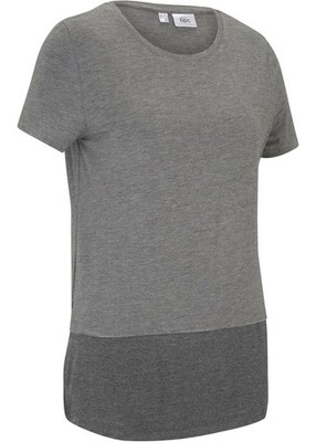 Damen Sport-Shirt mit nachhaltiger Viskose kurzarm Gr. 36/38 Grau Schwarz Neu