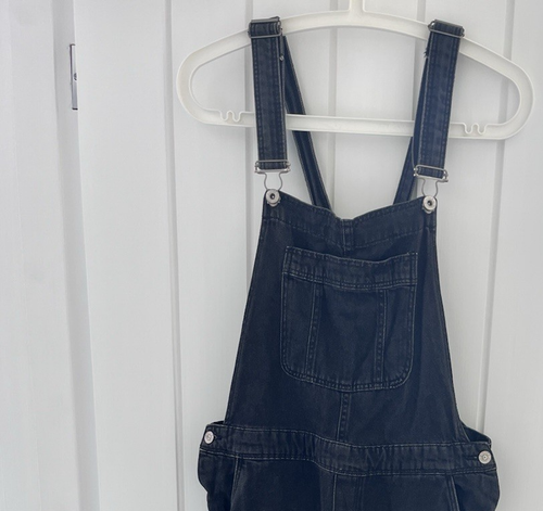 H&M UK Size 12 Black Dungarees Straight Leg Denim 32" Waist 27.5" Inside Leg - Picture 11 of 15
