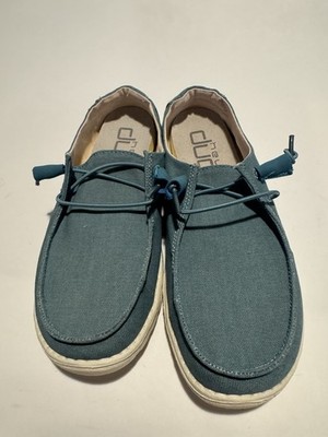Hey Dude Wendy Stretch Fleece Sea Blue Teal Womens Size 8 Walking Slip On Shoes