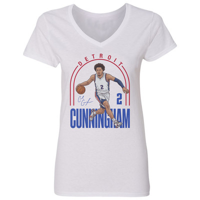 Cunningham Inspired 2 Graphic Detroit Tribute Ladies' V-Neck Tshirt