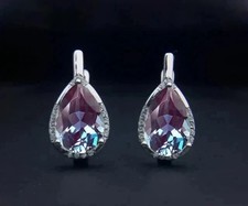 Drop/Dangle 4.20Ct Pear Cut Lab-Created Alexa...