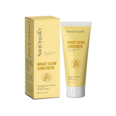Saroj Organics Bright Glow Sunscreen with spf 50  LONG EXPIRY